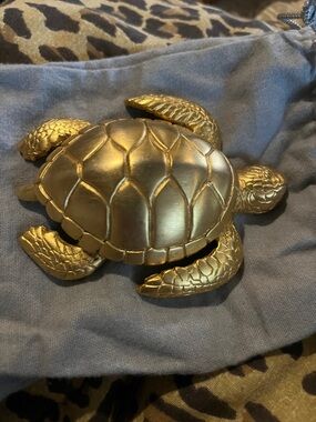 Doreen Ryan Vintage Large Turtle Brass Belt Buckle 1994